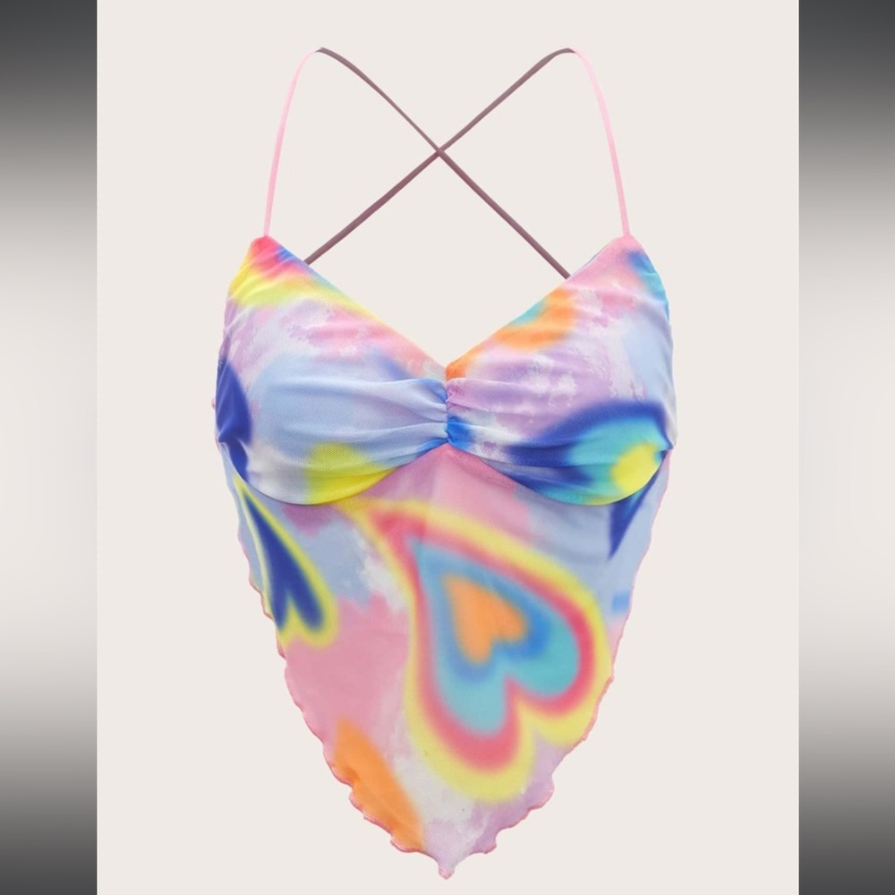 Shein icon tie dye mesh cami top